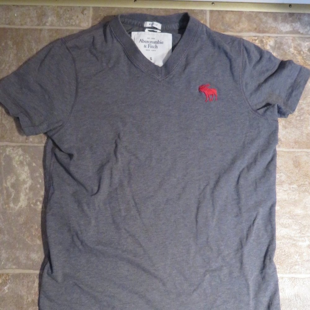 ABERCROMBIE & FITCH GREY SHORT SLEEVE TEE SHIRT 100% COTTON SMALL (K39)
